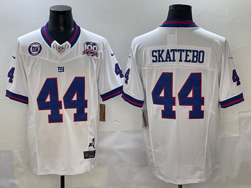 Men 2025 New York Giants #44 Skattebo White Throwback Three generations Nike Limited NFL Jersey style 2->new york giants->NFL Jersey